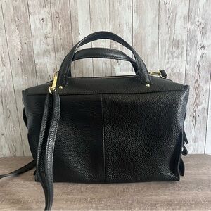 Paolina Italian Leather New Black Satchel Purse